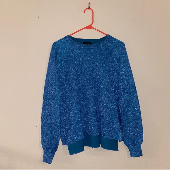 J. CREW blue Sparkle Side Slit sweater - Picture 3 of 9